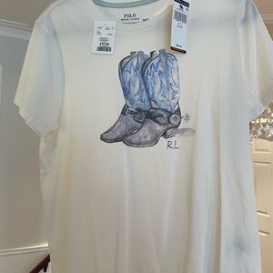 Polo Ralph Lauren White T-Shirt with Cowboy Boots Graphic